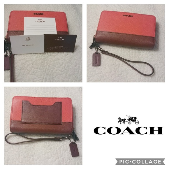 NWT! Coach Colorblock Double Zip Leather Wristlet - Picture 4 of 10